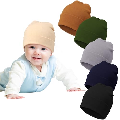 Image of Geyoga 6 Pack Baby Beanie Hats Soft Cozy Knit Beanies for Toddler Boys Girls 6-24 Months