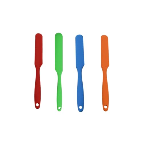 Aissmmeio 4-Piece Silicone Spatula Set, Heat-Resistant Spatulas Scrapers for Kitchen, Baking, Cake Frosting, Resin Craft, Mini Scraper Tool, Long Handle Can Scraper, Large Diagonal Wax Stick