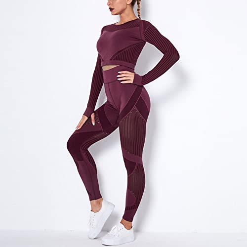 Conjuntos de treino feminino 2 peças roupas de ioga fitness exercício esportivo legging cropped top