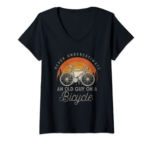 Femme Cadeau Pour Un Cycliste Mec Retraité Bicyclette Retro Vélo T-Shirt avec Col en V Cover