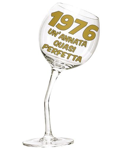 Bombo Bicchiere in Vetro Calice storto per compleanno 50 anni - 440 ml