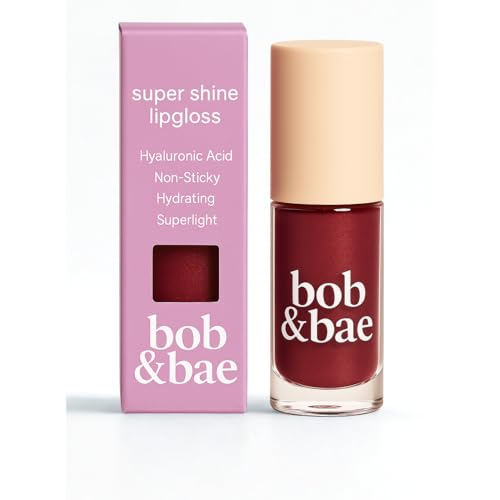 Bob & Bae Lip Gloss – Super Shine & Non-Sticky, With Subtle Tint, Hydrates, Nourishes & Protects Lips With Hyluronic Acid, Plumping Effect, Enriched With Niacinamide,Vegan (Kiss & Tell)