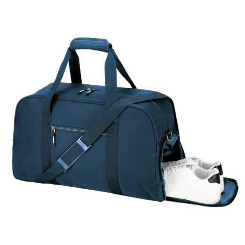 Image of Searock 45L Gym Bag for Men & Women with Shoe Compartment | 21 inch Large Duffle Bag for Travel, Sports, Fitness & Workout, Navy Blue