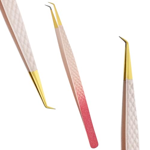 My Lash Tools 14cm Curved Isolation Tweezer – Diamond Grip Precision Lash Tweezer for Eyelash Extensions | Stainless Steel, Lightweight, Non-Slip Handle for Classic & Volume Lash Work