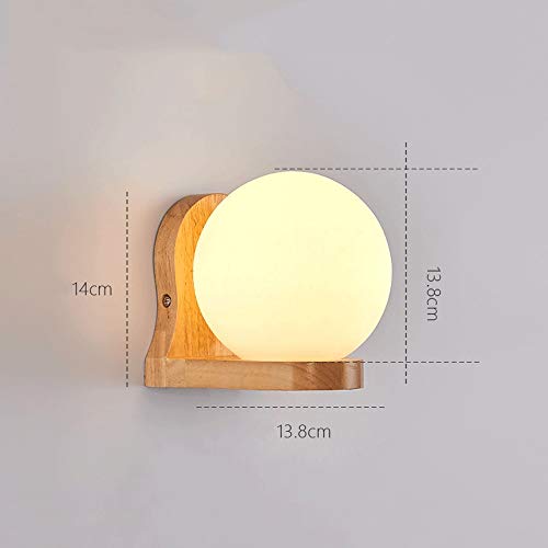 Applique murale moderne en bois et globe verre blanc E27