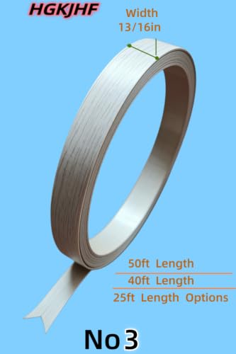 Image of HGKJHFmelamine Edging Tape. 13 /16in*50ft,pre Coated with hot melt Adhesive Flexible Veneer Edge Edging, Used for Cabinet and Furniture Maintenance (No3- Light White Wood Grain, 13 /16in*50ft)