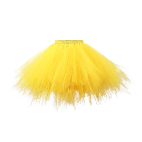 Jupe en tulle pour femme - Costume de festival - Tutu - Jupon - Adulte - Tutu court - Rockabilly - Jupon - Ballet - Halloween - Carnaval - Cosplay - Robe de danse - Costume - Carnaval, jaune, XL