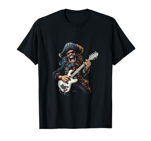 Pirata tocando bajo guitarra divertido bucanero guitarrista bajista Camiseta