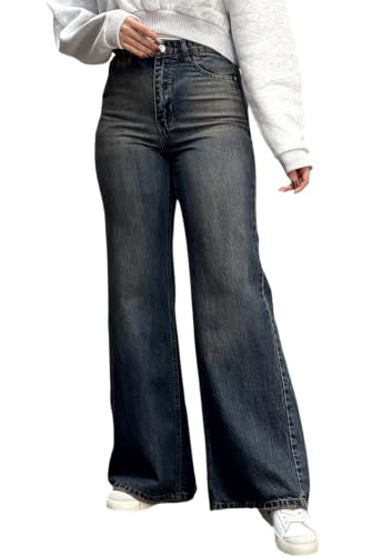 Image of Women's Flare High Waisted Bell Bottom Wide Leg Stretch Classic Denim Pants