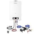 CAMPLUX 4.22 GPM Portable Propane Tankless Water Heater With 3.3 GPM Water Pump Kit & Rain Cap