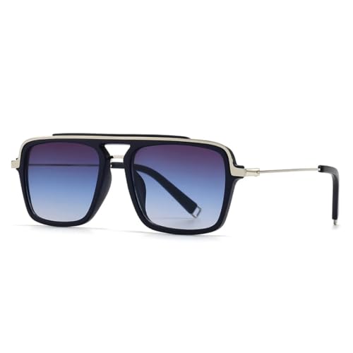 Lunettes de soleil rétro à double pont et verres dégradés chic