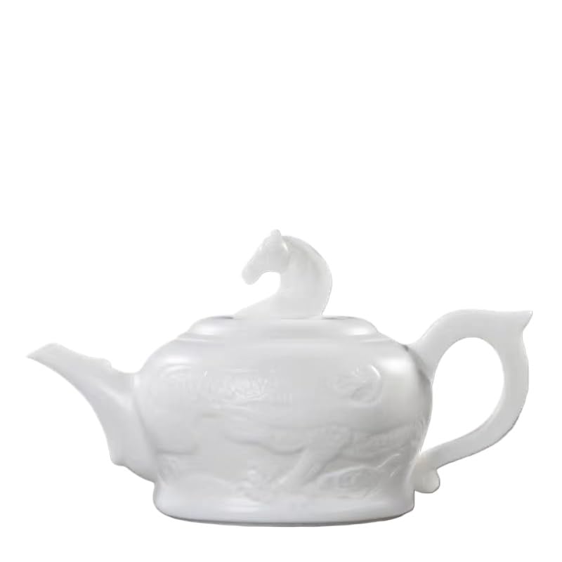 AXXPIV Yangzhi Jade White Porcelain Teapot, Single Xishi Kung Fu Teapot, Tea Cup, Office Teapot, Capacity 6.08oz, Height 2.75 inches, Width 3.38 inches, Safe Packaging (Longma Pot)