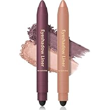 Shadow Liner 2in 1 Eyeliner Eyeshadow, Shadow Liner Duo Plum, Eyeliner + Eyeshadow, Waterproof, Smooth, Long-Lasting & Smudge-Proof Wear,Easy to ColorChampagne+Purple