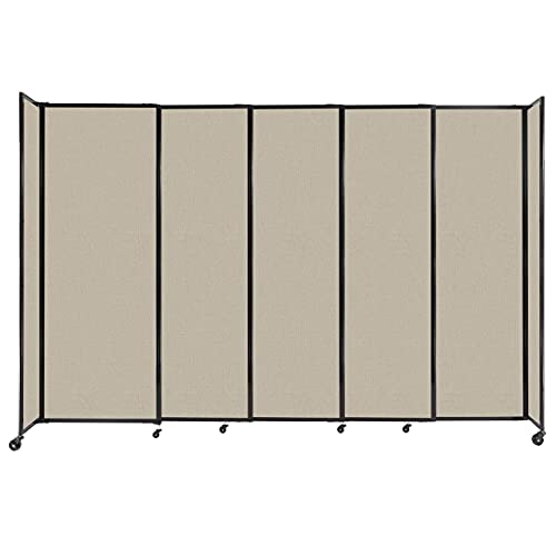 Versare StraightWall Sliding Portable Partition Room Divider with Wheels for Easy Movement for The Office, Home, Church, Schools - 11 3   Wide x 7 6   Tall Sand Fabric