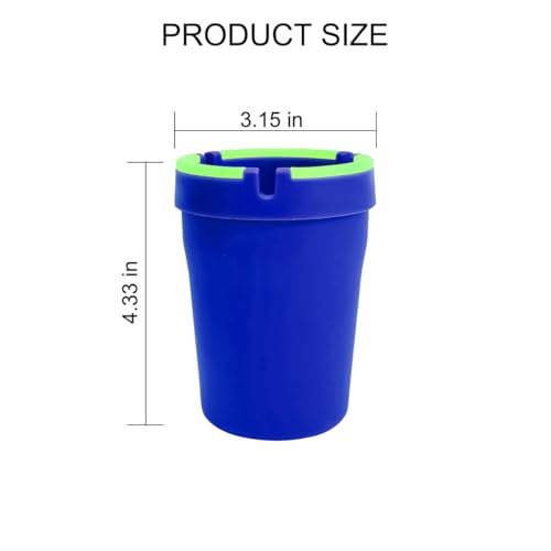 Image of Mandark Car Ashtray, 2PCS Glow In The Dark Smokeless Self-Extinguishing Vehicle Cigarette Trash Can, Smellproof Portable Automotive Ash Holder Organizer, Universal for Truck Home Office (Blue)