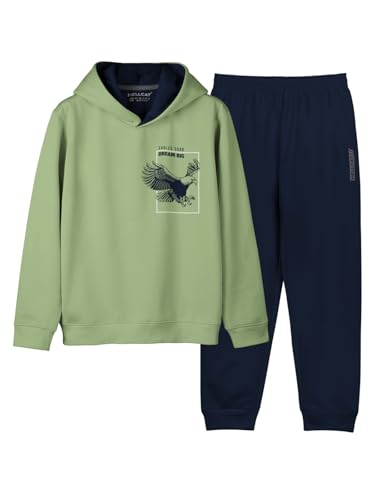 Image of HELLCAT Trendy Printed Cotton Blend Full sleeve Hoodie T-shirt Jogger Trackpant Clothing Set for Girls