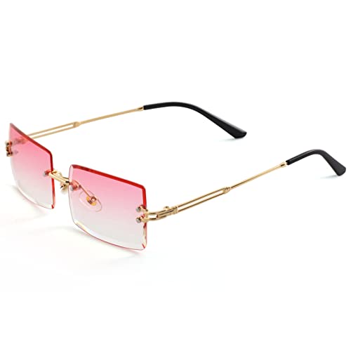 Image of Kursan Frameless Rectangle Sunglasses for Men Women Small Rimless Sun Glasses Shades UV400 Protection