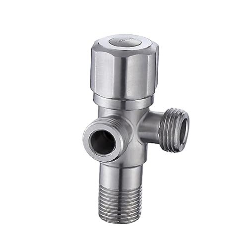 KONTONTY Válvula De Ángulo De Acero Inoxidable 304 Para Agua Fría y Caliente Cierre Para Inodoro y Fregadero Estilo Angular Color Plateado