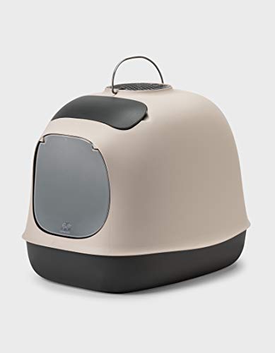 United Pets Minù, Katzentoilette mit Abdeckung, Made in Italy, Hellgrau / Dunkelgrau - Einheitsgröße Cover