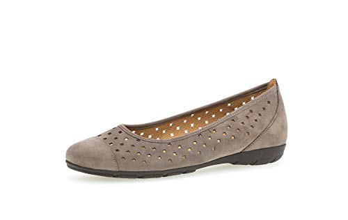 Gabor Ruffle 169 19 Grey Nubuck Leather Womens Slip On Ballet Pump Shoes 37.5