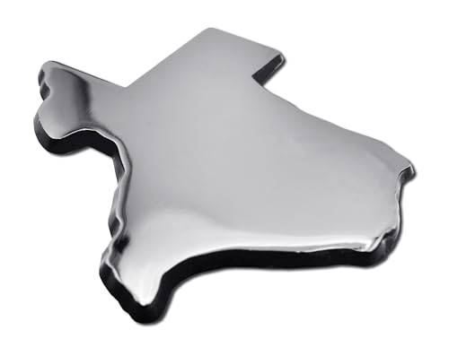 Image of Elektroplate State of Texas Chrome All Metal Emblem for Cars, Trucks, and All Auto | Universal Fit at 3.1 inch x 3.25 inch | Weatherproof
