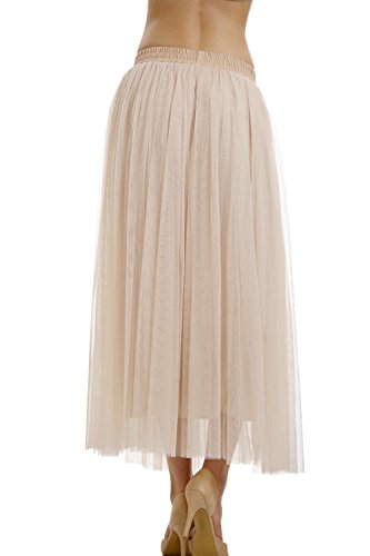 Midi Tulle Ballet Skirt- Straight Bottom Tutu with Elastic Waistband3