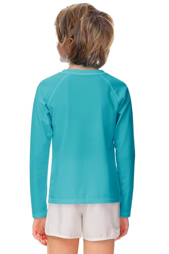 Image of AOBUTE Unisex Kids Rash Guard Long Sleeve SPF 50+ Sun Shirt UV Protection Swim Shirts 3-12 Years