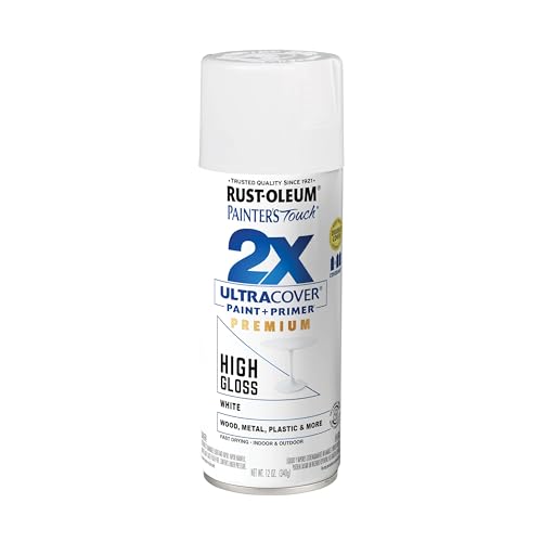Rust-Oleum 331171 Painter's Touch 2X Ultra Cover Spray Paint, 12 oz, High Gloss White