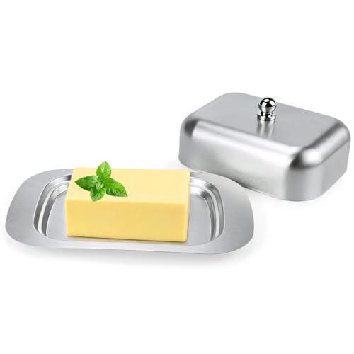 Xujinsongg Butterdose Edelstahl mit Deckel matt für 250g Butter