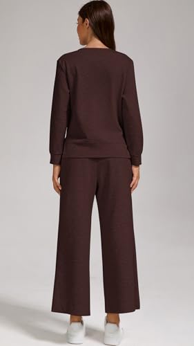 Women’s Air Layer Fabric 2 Piece Set Stylish Long Sleeve Top & Wide Leg 3/4 Pants Lounge Matching Tracksuit4