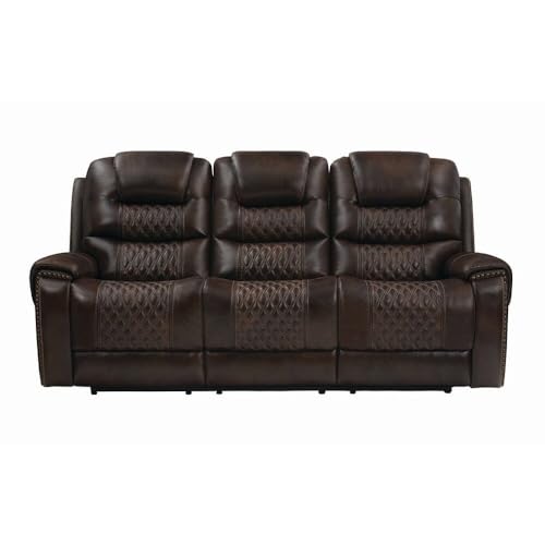 Image of Torque - Mikkel Leatherette Recliner Sofa 3 Seater Manual- Dark Brown | Three-Seater Recliners Couch Chair | Triple 3 Seater Recliner Sofa for Living Room 1 Year Warranty