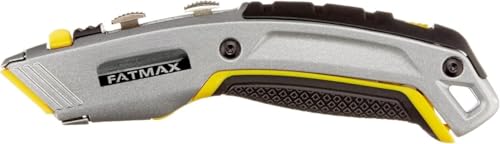 STANLEY Fatmax Arbeitsmesser + Baustellenmesser 2 in 1 Arbeitsmesser (mit einziehbarer Klinge, 180 mm Länge, vielseitige Einsatzmöglichkeiten durch zwei Klingen (Haken- und Trapezklinge) 0-10-789