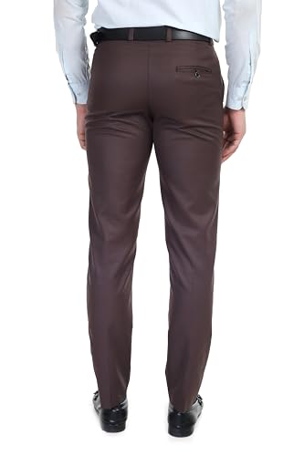 Image of Men's Stretchable Solid Plain Formal Trousers - Regular Fit Stylish Pants for Office & Party, Fashionable Dress Trousers for Men