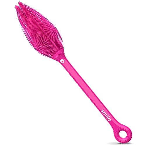 Image of Smilo Silicone Baby Bottle Brush - Soft Touch Baby Bottle Cleaner with Flexible Twin Tip to get Cups, Glasses and Baby Bottles Extra Clean - Food-Grade Silicone, Dishwasher Safe & BPA-Free - Pink