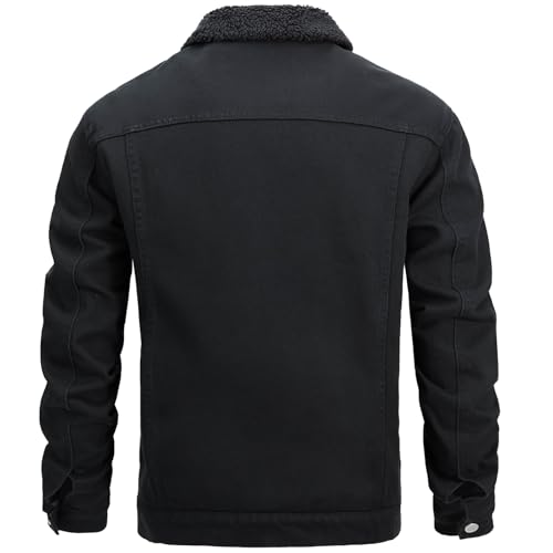 Image of Men's Denim Jacket Vintage-Inspired Jean Jacket with Multiple Pockets - Cotton Blend, Machine Washable
