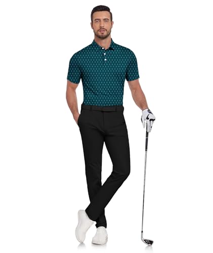 Mens Polo Shirts Short Sleeve Printed Quick‑Dry Golf Tops - image 2