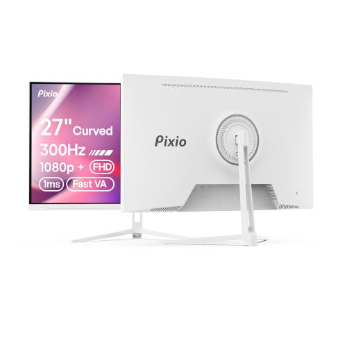 Image of Pixio PXC279 Wave White 27 inch 300Hz Refresh Rate FHD 1080p Resolution 1650R Curved Fast VA Panel 1ms GTG Response Time Adaptive Sync HDR Curved Gaming Monitor