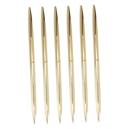 Bolígrafos metálicos rotativos de color dorado para la oficina y escuela (Set de 6 piezas)