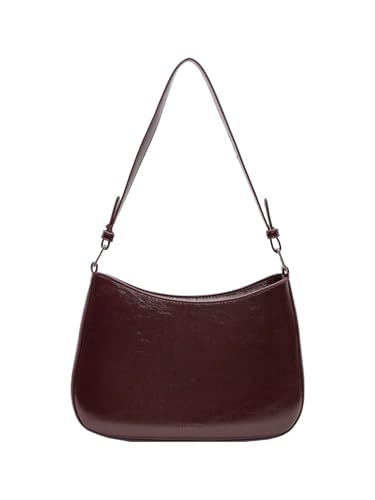 SweatyRocks Women's Retro Vintage Shoulder Bags Zipper Faux Leather Handbag Underarm Purse