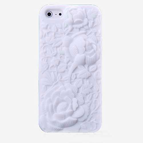 niceEshop(TM) White 3D Sculpture Rose Flower Silicone Soft Case Cover fit for the new Iphone5 5S +Screen Protector