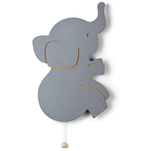 Lumipets Lighted Elephant, Nursery Night Light, Wall Mounted Lighted, Battery Operated Cloud Light Sign–Lightweight Crescent Cloud Night Light for Babies, Toddlers, Kids