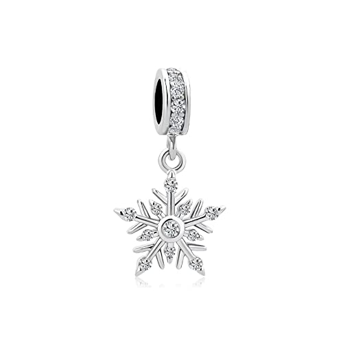 NARTGO Christmas White Snowflake Charm Compatible with Pandora Charms Bracelets