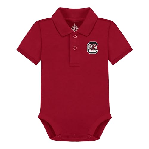 Creative Knitwear College Baby Polo Bodysuit Solid - South Carolina Gamecocks Logo, Garnet, for Boys & Girls, 0-3 Months