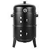 Vertical 3 in 1 charcoal food smoker bbq grill with built in thermometer air vent and 2 access doors suitable for parties camping outdoor cooking  urban country home decor