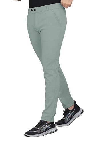 Image of Men's Regular Fit Self-Design Trousers | Mid-Rise Cotton Blend Pants for Work Stylish Formal Bottoms for Men (Pack of 1)