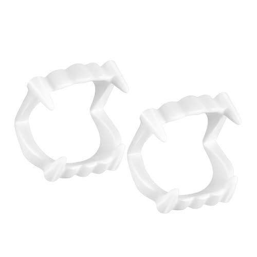 EMTPJAL 2 Pairs Halloween Vampire Fangs Realistic Plastic Costume Teeth for Cosplay Masquerade & Dress-Up Parties Reusable Fake Teeth Props for Adults & Teens