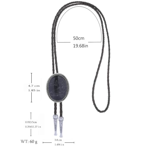 Image of GelConnie Bolo Tie for Men Women Western Cowboy Turquoise Leather Necktie | Natural Stone Bolo Tie Necklace for Women Rodeo Cowboy Leather Necktie Native American Western Cowgirl Ties Adjustable Cord