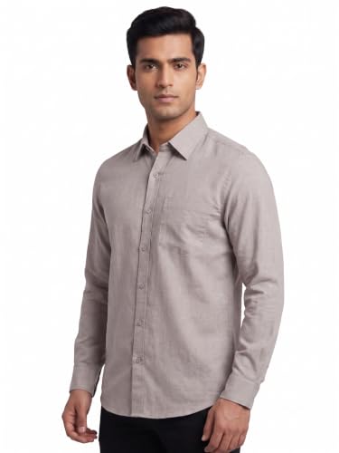 Image of Men's Regular Fit 100% Cotton Solid Casual Shirt