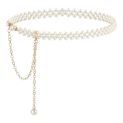 Jeffdad Pearl Belt for Women, Adjustable Cover
