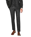 Men’s Windowpane Charcoal Gray Check Plaid Suit Pants, Formal Set Sold Separately, Size 42